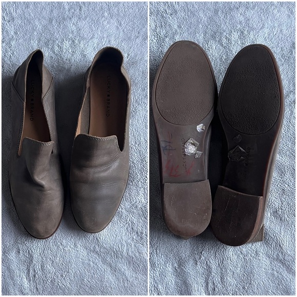 Lucky Brand Cahill Distressed Leather Convertible Loafer Flats Dark Driftwood - Picture 3 of 15